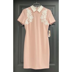 IVANKA TRUMP Light Pink White Crochet Lace Above Knee Mini Pencil Sheath Dress 4